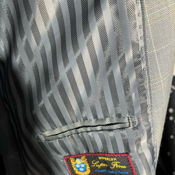 Giorgio Fiorelli Soft Grey 2 Button Canvas Stitching Double Vented Blazer 46L - Picture 8 of 15